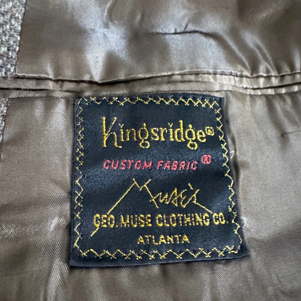 Kingsridge Blazer Mens 40R Brown‎ Herringbone Vintage Wool Sport Coat Academic